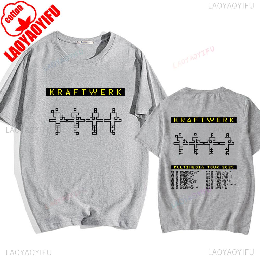 Electronic Band KRAFTWERK Tshirts Cotton Short Sleeve Unisex Tshirt Summer Round Neck Hip Hop Tops Streetwear Unisex Cotton Shirt