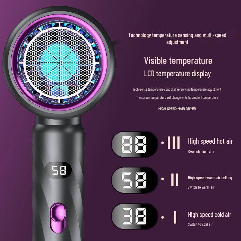 High-Speed Hair Dryer with Blue Light - Salon Quality for Home, Dorm, or Hotel