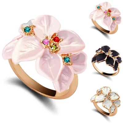 Women's Fashion Flower Pattern Weddding Party Alloy Ring Charming Jewelry Gift KTY