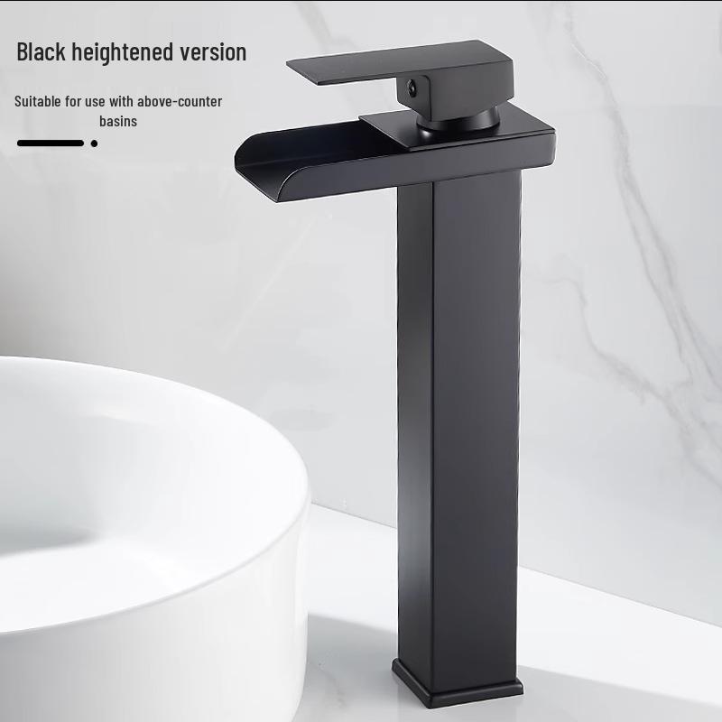 Stainless Steel Waterfall Faucet for Bathroom Countertop - Hot & Cold Basin