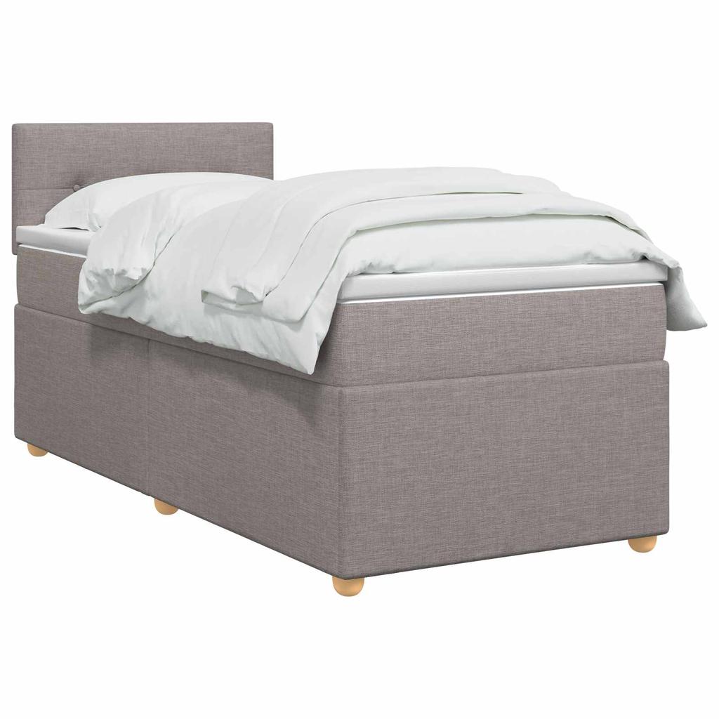 Box Spring Bed with Mattress and Headboard Taupe 80 X 200 Cm Fabric