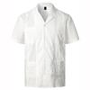 Mens Shirts Pockets Lapel Short Sleeves Cardigan Summer Thin Blouse Breasted Shirt