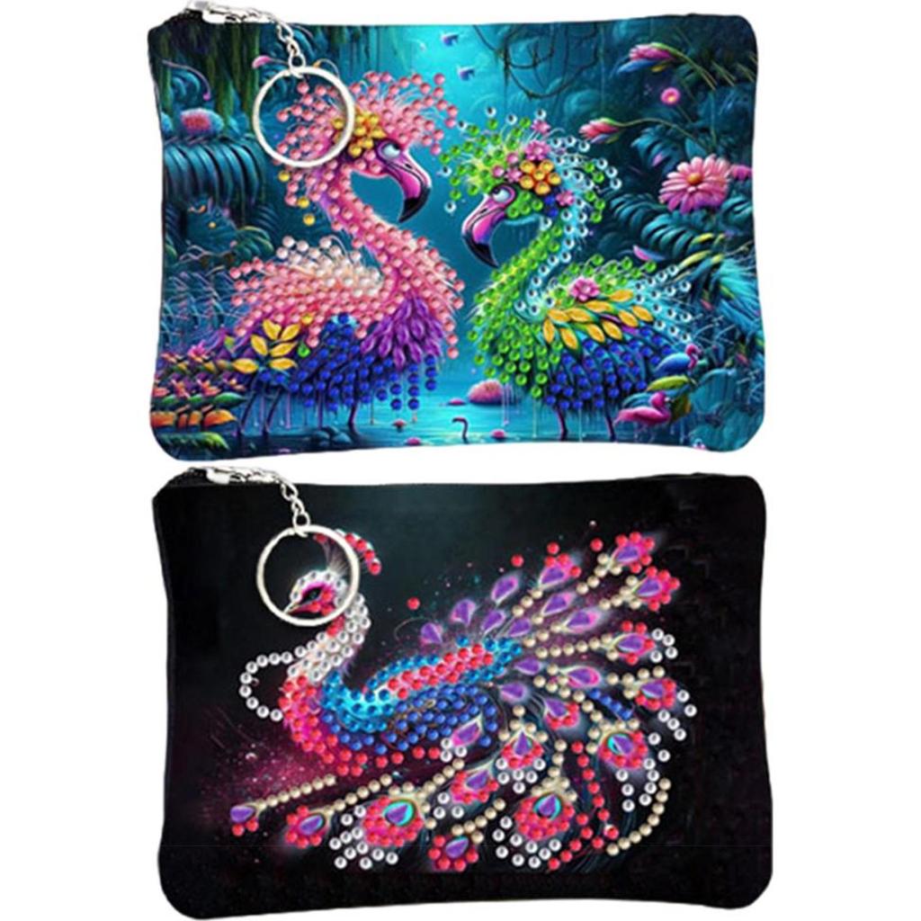 DIY Diamond Painting Bling Rhinestone Makeup Bag Zipper Closure Diamond Dot Diamond Card Pack Large Capacity for Home Decor Gift