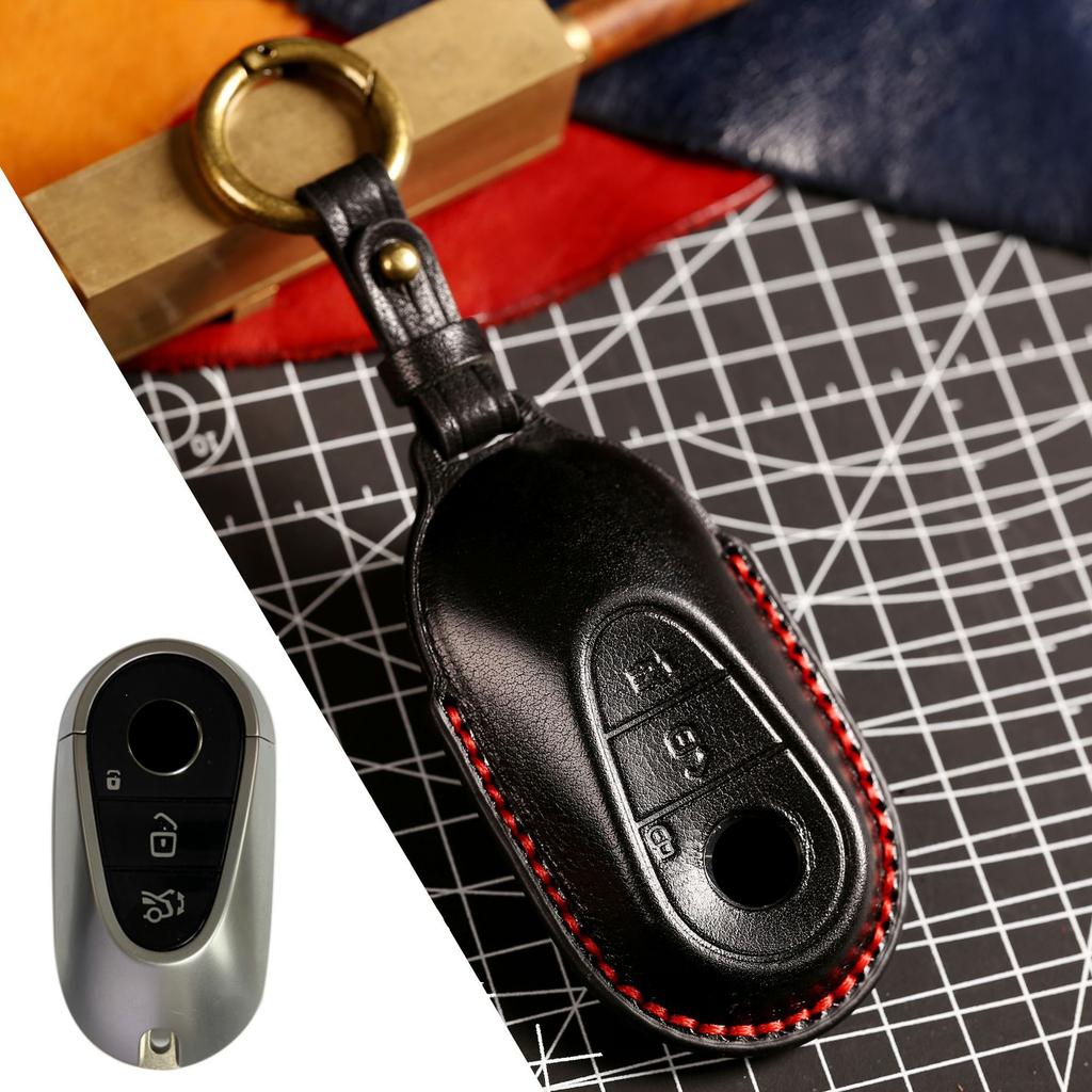Leather Car Remote Key Cover Case Holder Shell Protector Fob For Mercedes Benz A B C E S Class S400L CLA CLS GLC GLE GLS EQE EQS