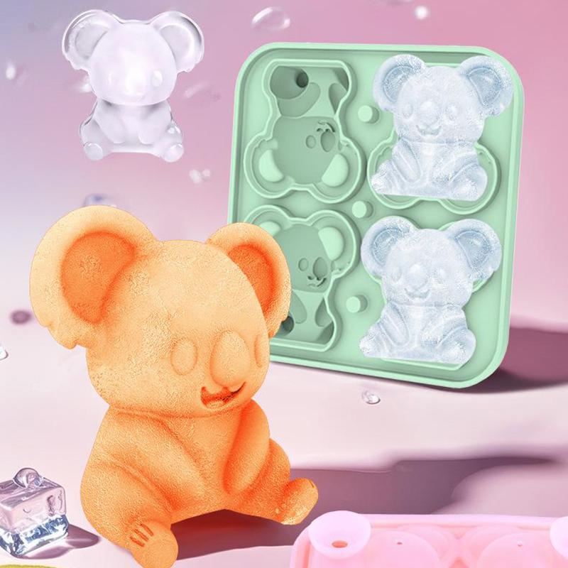 Niedliche Koala Eiswürfelform, Koala Formen Eiswürfelbehälter, Silikon Eisform Lustige Formen, Macht 4 Große Koala Eiskugeln