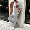 26th Anniversary Men's Plaid Patchwork Short Sleeve Shirt & Pants Set