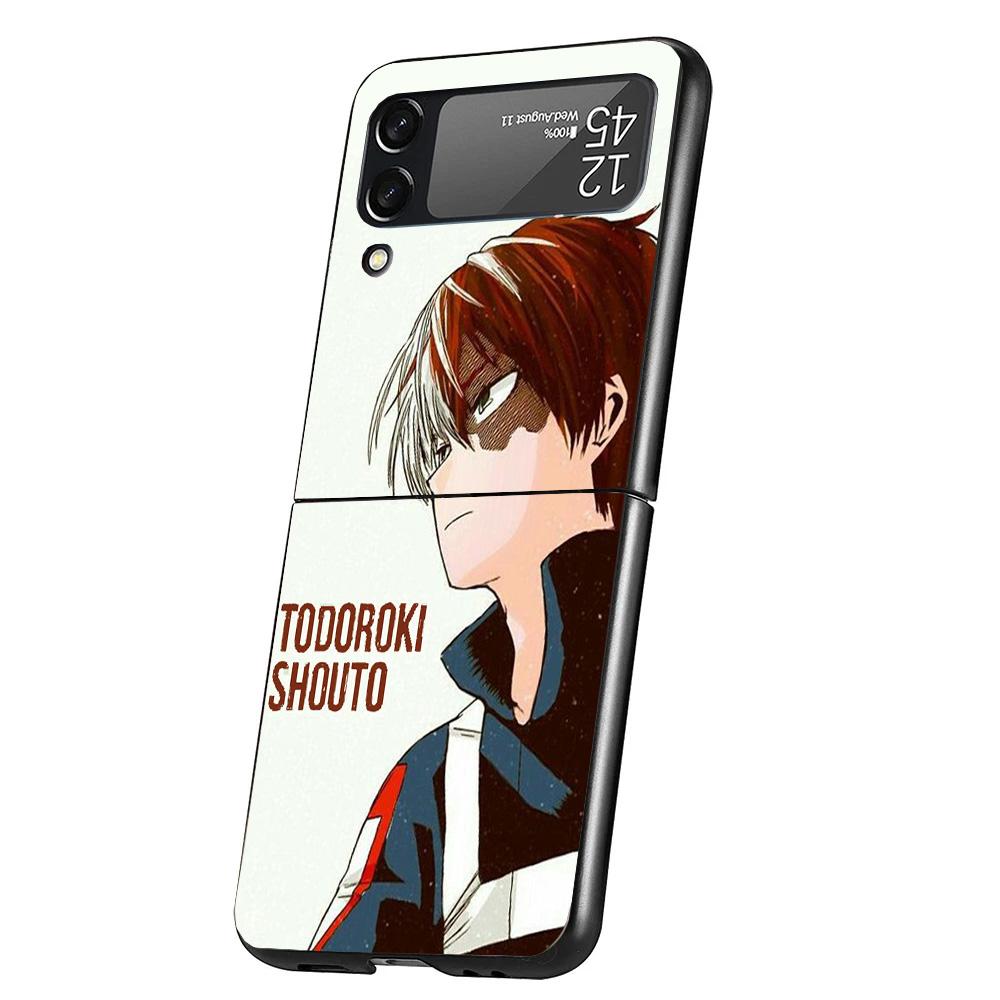 My Hero Todoroki Shoto Case Phone Cover for Samsung Galaxy Z Flip 6 5 4 3 5G ZFlip6 ZFlip5 ZFlip4 ZFlip3 Black Hard Trend Fundas