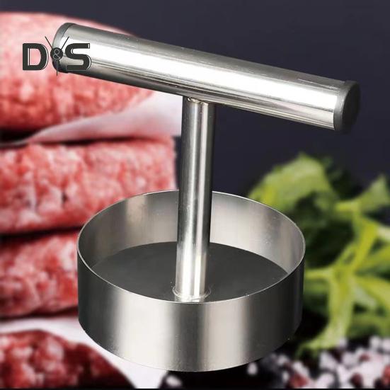 Lis na hamburgery Nerezový lis na hamburgery kulatý lis na slaninu Multifunkční kuchyňský nástroj na hovězí kuře, krůtí maso