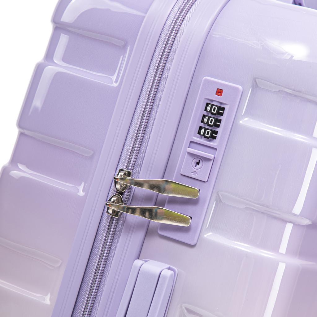 14"/20" 2-Piece PC Spinner Suitcase Set with Combination Lock & 14" Cosmetic Bag (Purple)