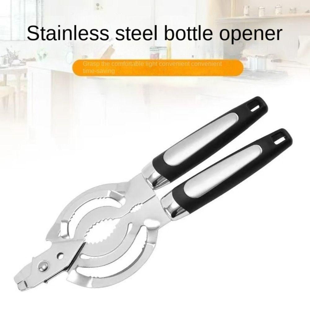 Stainless Steel Can Opener Manual Adjustable Jar Lid Gripper Multifunctional Ergonomic Effortless Bottle Opening Tool