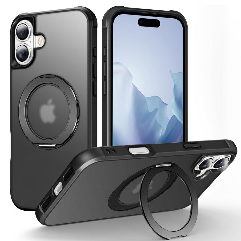 For iPhone 17 Case Magnetic Kickstand TPU+PC Shockproof Hybrid Phone Cover