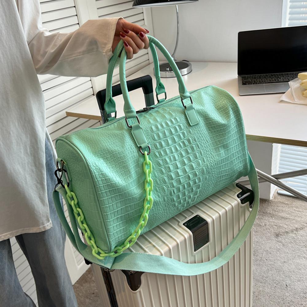 Borse da Viaggio Impermeabili con Texture Coccodrillo, Borsa a Mano Tote Capiente, Borse da Viaggio Duffel, Pelle PU, Borse Sportive Yoga Fitness da Donna