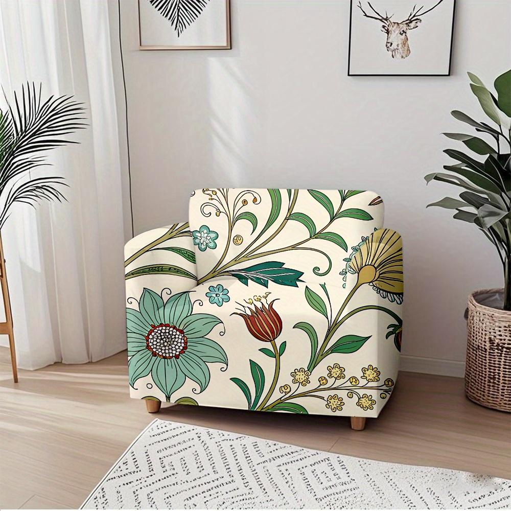 1 pezzo Copridivano Elasticizzato Stampa Floreale Botanica Boho Vintage, Sfoderabile Lavabile Antipolvere
