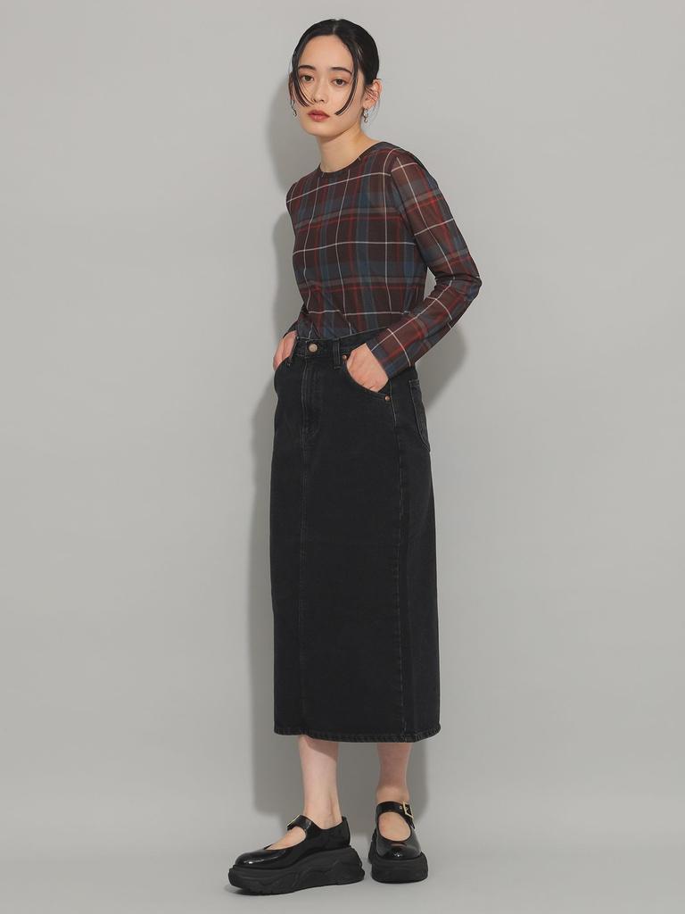 Ray Beams Lee Long Denim Skirt, Women's, 383_BLACK_S/W, Size S