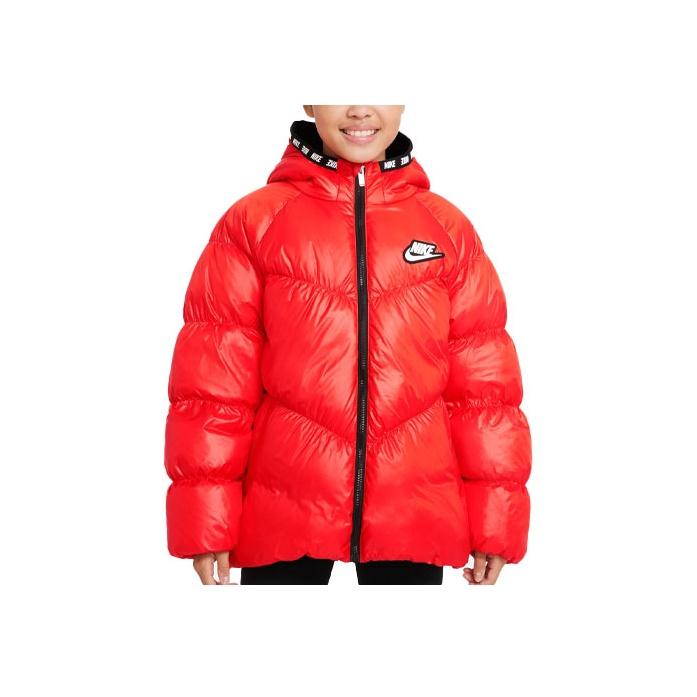 

Nike Down Jacket Kids Logo Embroidery Hooded Warm Red Kids outerwear DO5197-673 XL