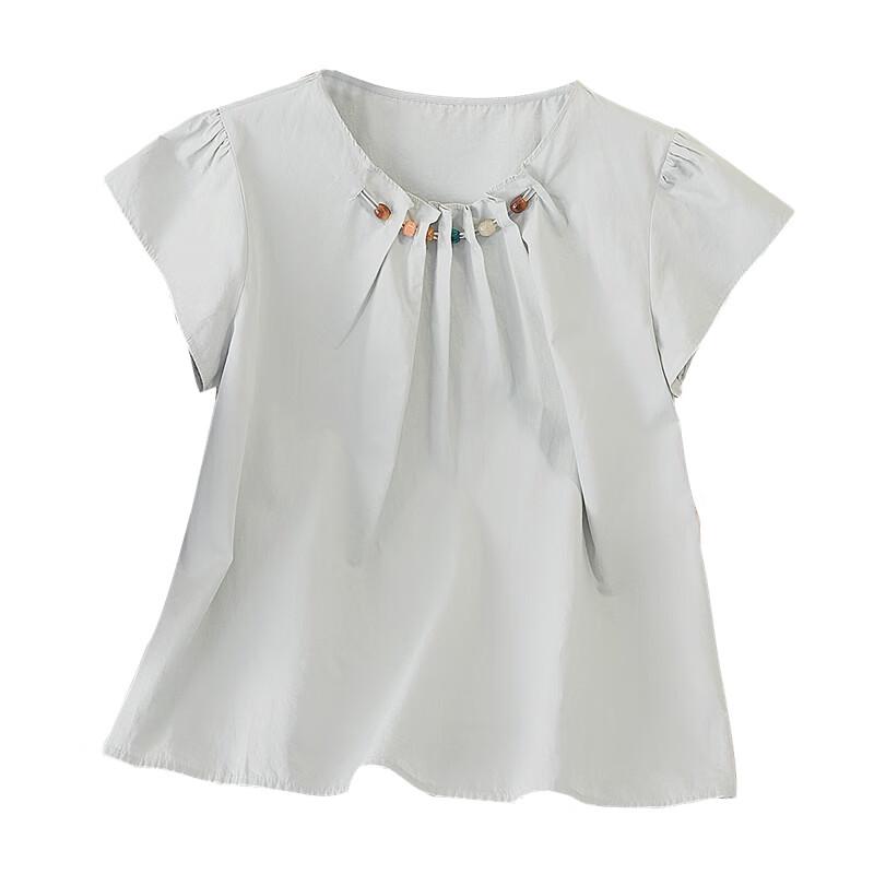 Women s Summer Beaded Ruched Flutter Sleeve Top M