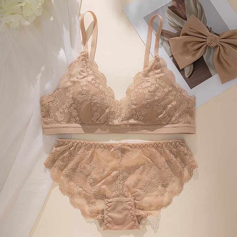 French Lace Push-Up Bra for Small Busts - Sexy, No-Gap Ultra-Thin Triangle Cup
