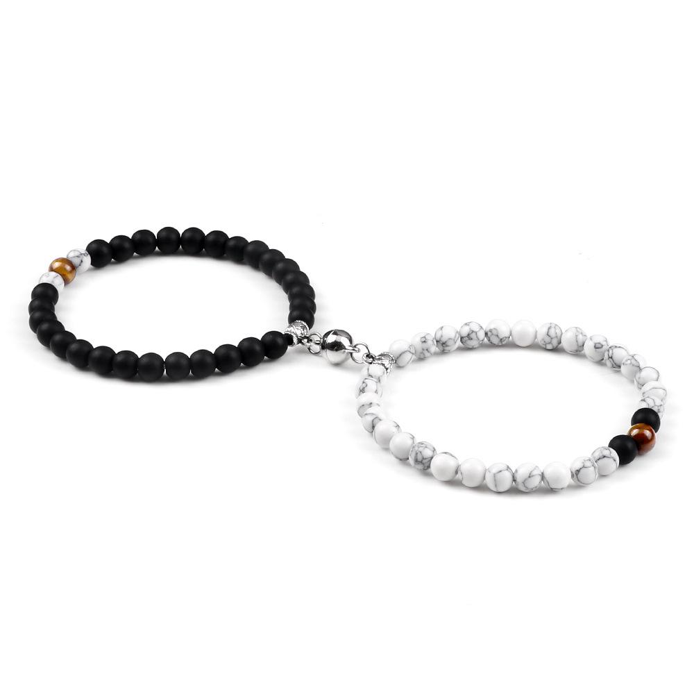 6mm Magnetic Couple Bracelets Set - Memorial Gift for Him & Her