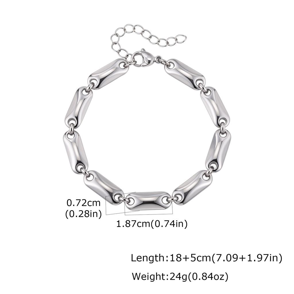 Rock Punk Men's Chain Bracelet,No Fade Stainless Steel Metal Beaded Bracelets,Hip Hop Jewelry Gift