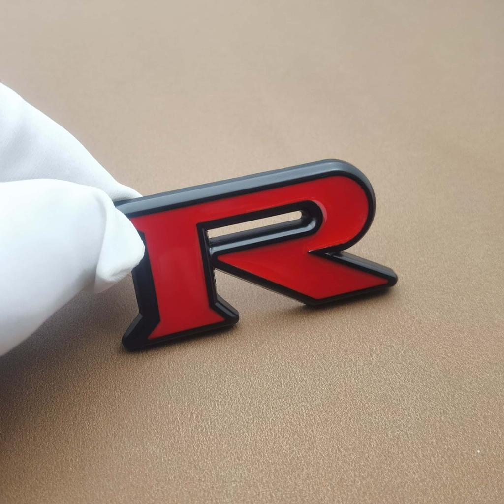 1pc 3D Zinc Alloy R Logo, Car Side Fender Rear Trunk Emblem Badge Sticker, Car Decoration Accessories