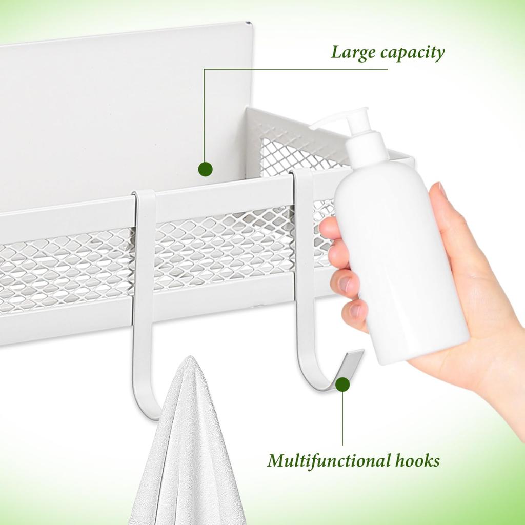 DOITOOL Bathroom Magnetic Bath 2 Bath with Storage No Drilling Set of Rack, Storage, Drainer, Tier, Rack, Hooks, Bathroom, Washroom, Kitchen, Rack,