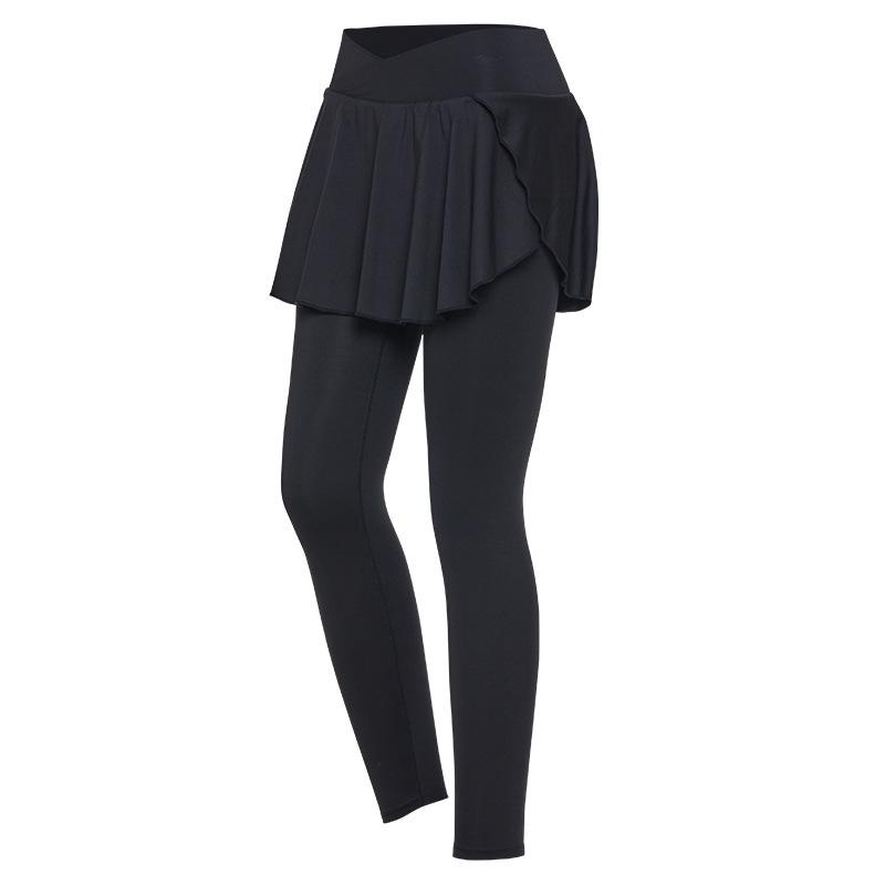 

Women s High Waist Yoga Leggings with Skirt - Nude Feel, Comfortable for Running and Training L чорний