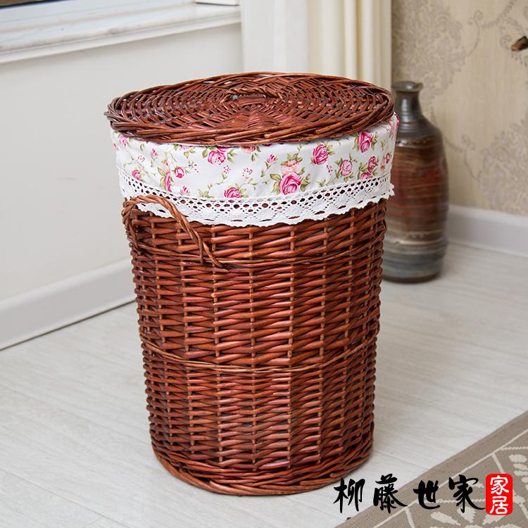 Large Size Wicker Clothes Storage Basket Covered Design for Restaurant Use Dirty Clothes Organizer Retro Style Family Storage...