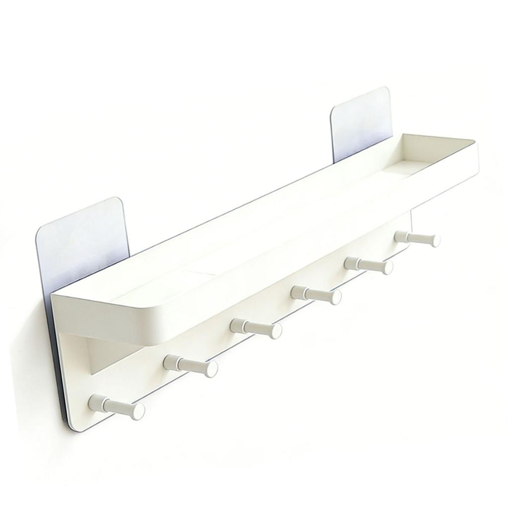 Wall Key Holder Mail Organizer Wall Mount Hanging Key Rack with 6 Hooks for Sunglasses Wallets White