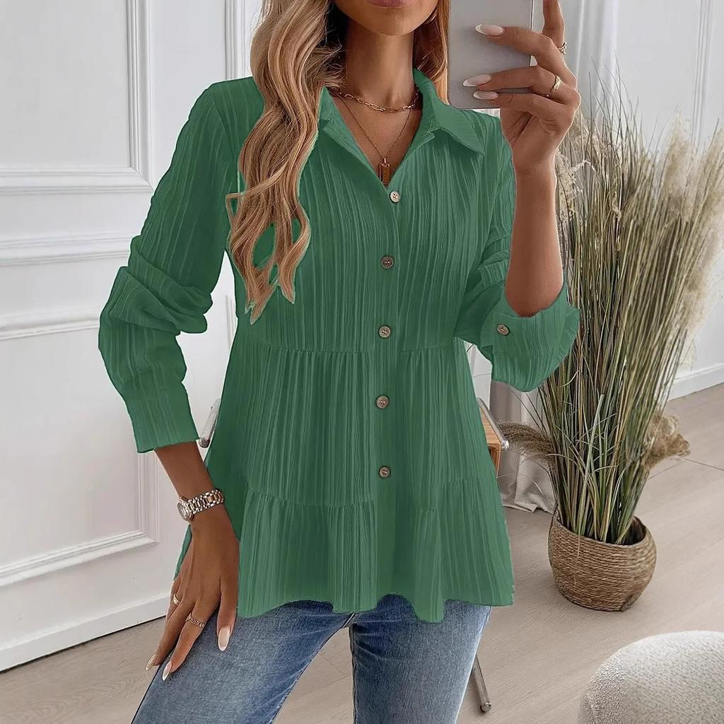Women Solid Color Fashionable Comfortable Casual Long Sleeve Shirt