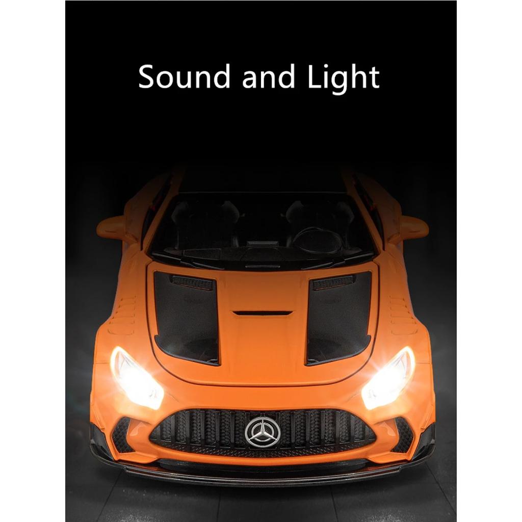 1/24 Benzs-GT GTR Alloy Racing Car Model Diecasts Metal Toy Modified Sports Car Model Simulation Sound and Light Childrens Gifts