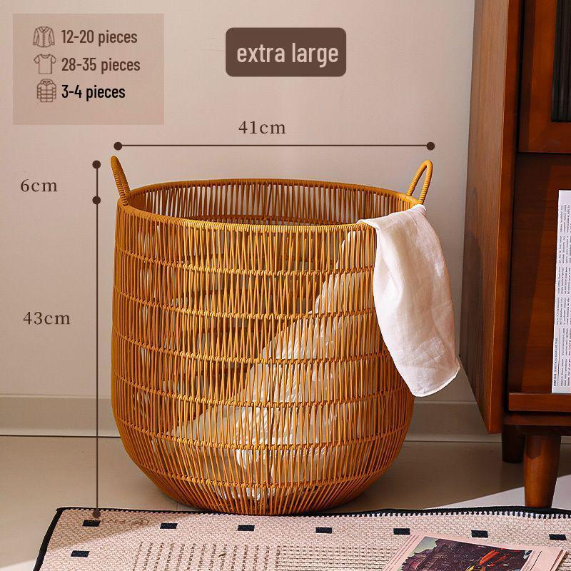 High-Value Waterproof Woven Rattan Laundry Basket for Bedroom and Bathroom