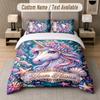Unicorn Theme Custom Text Or Name 3Pcs Bedding Set 1 Flat Sheet & 2 Pillowcases Personalized Home Bedding