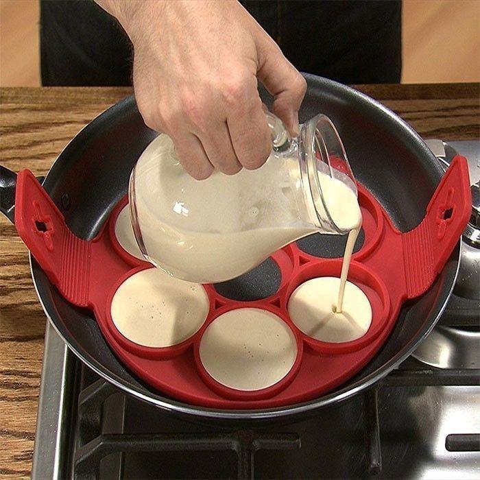 Spatule - maryse - rateau a crepe Shop-story - 324 - Moule en Silicone 7 Blinis, Pancakes Omelettes et autres