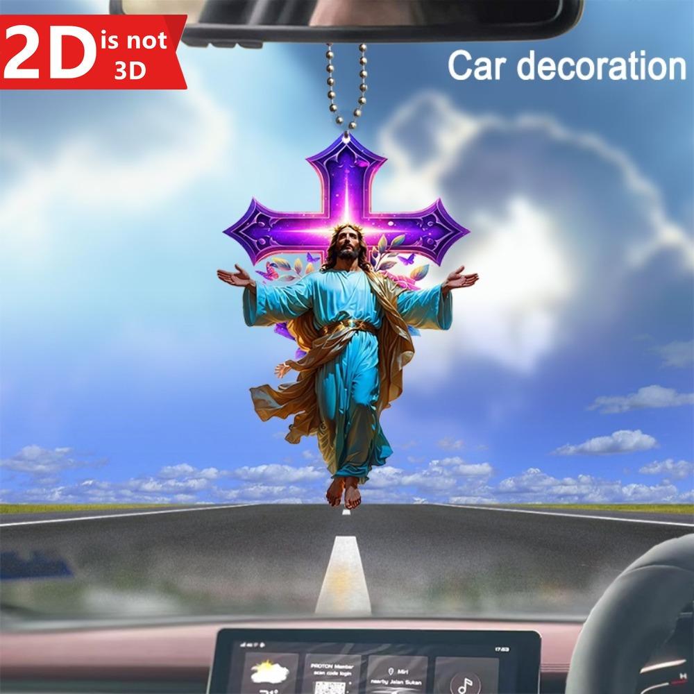 

2D Jesus Cross Butterfly Pendant. Durable, lightweight decor for car mirrors, backpacks & keychains. чистый