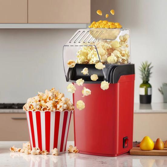 Mini Home Popcorn Maker Machine Compact Electric Air Popper for Dorm RV Healthy Oil-Free Snack Maker for Family