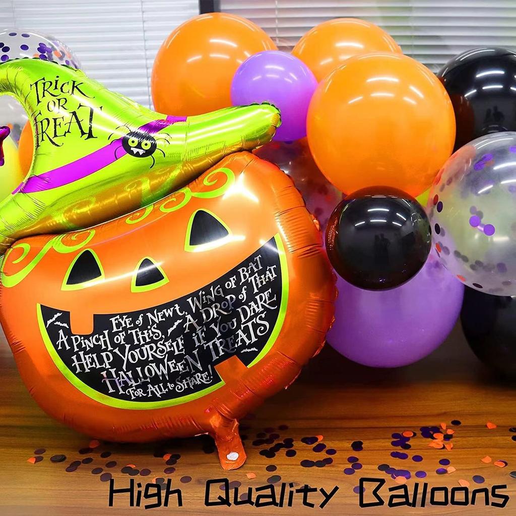 124 Halloween Pumpkin Balloon Chain Set 20.23 Million Halloween Black Orange Purple Latex Balloon Chain Decorative Arch