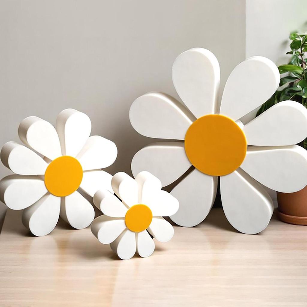 3 Pieces Wooden Decor Table Centerpieces Modern Desktop Ornament Floral Tabletop Sign Flower