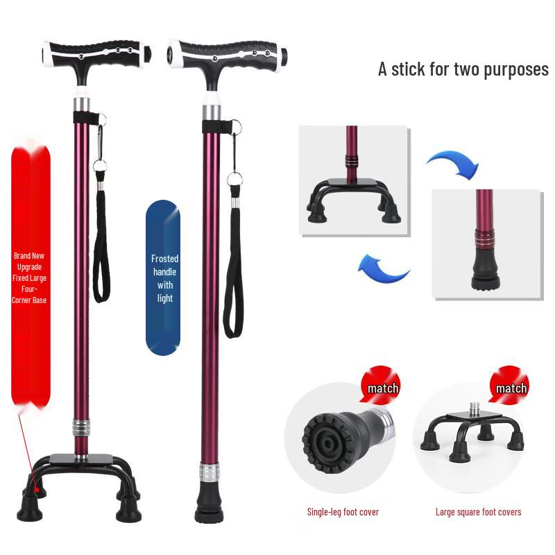 

Codeno Telescopic Quad-Leg Walking Stick with Light & Massage Handle