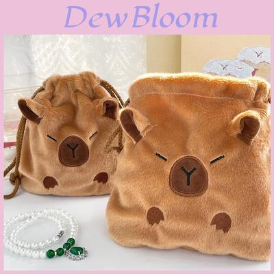 Capybara Plush Storage Bag With Drawstring For Students And Travel