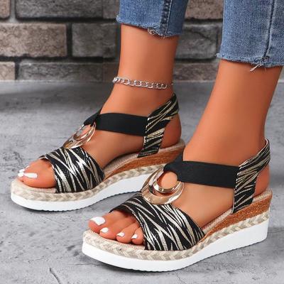 Women Wedges Sandals 2024 Summer New Print Platform Shoes Gladiator Casual Comfortable Sandals Outdoor Beach Sandals