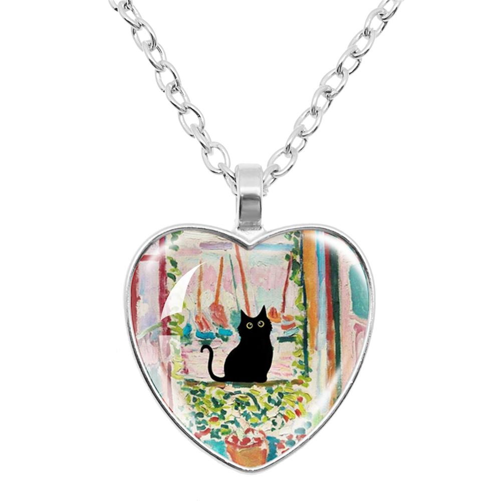 Gepersonaliseerde Kitten Kat Hart Hanger Ketting Dier Vorm Kunst Foto Glas Cabochon Sieraden Kinderen En Vrouwen