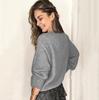 Autumn Women Loose Knit Long Sleeve Tops V-Neck Solid Lace Jumpers Pullovers Winter