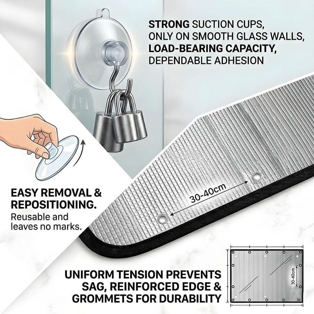 Aluminum Foil Window Insulation Film Anti-UV Removable Sunshade Protector Pad Double Side with Suction Cup Window Sun Shade Film