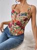 European & American Retro Floral Camisole: French Slim-fit Bustier Corset