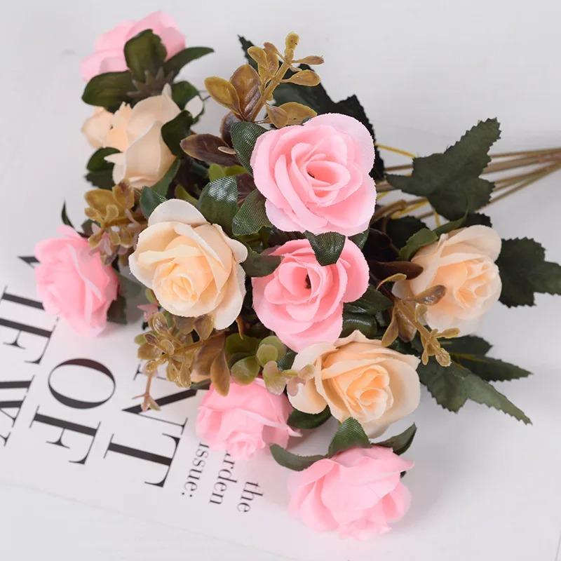 

Rose Artificial Flower 34cm Fake Flowers For Home Room Decor Party Bouquet Wedding Decoration DIY Vase Ornament Accessories 34CM