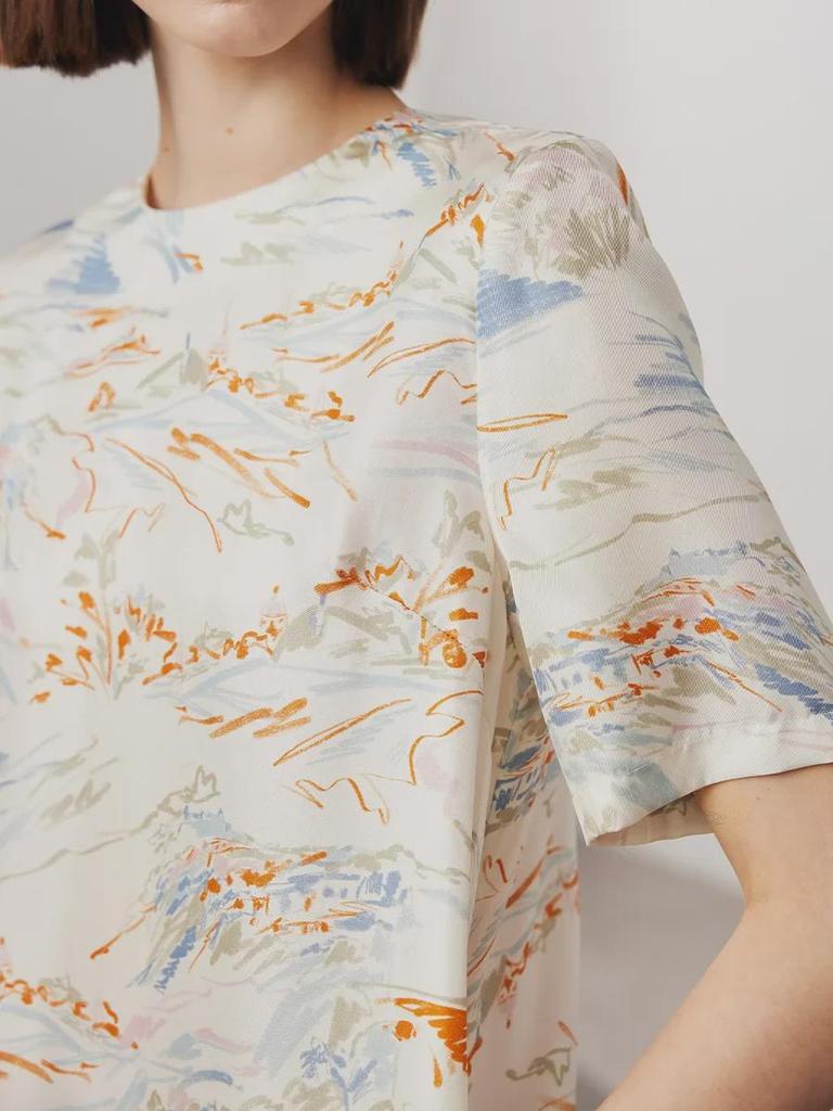 Ladies' Short-Sleeved Silk Dress - 2025 Spring/Summer, New Twill Silk, Chinese Style, 100% Mulberry Silk Skirt