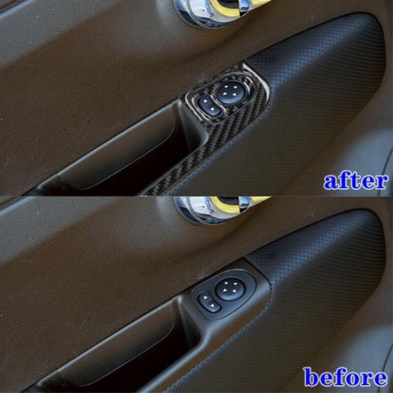 3Pcs Carbon Fiber Door Control Panel Sticker Cover Trim For Fiat 500 2012-2015