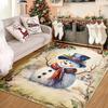 Resistant Ultra Thin Winter Snowman Holly Berry Rug Cute Festive Holiday Indoor Carpet for Living Room Bedroom Kitchen Dorm