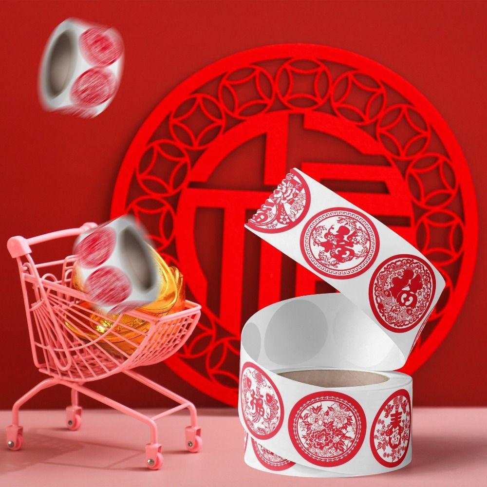 Happy New Year DIY Seal Roll Stickers Best Wishes Sticky Labels Chinese Fu Stickers Sealing