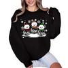 Christmas Snow Print Crew Neck Sweatshirt Women Loose Fit Casual Long Sleeve Top